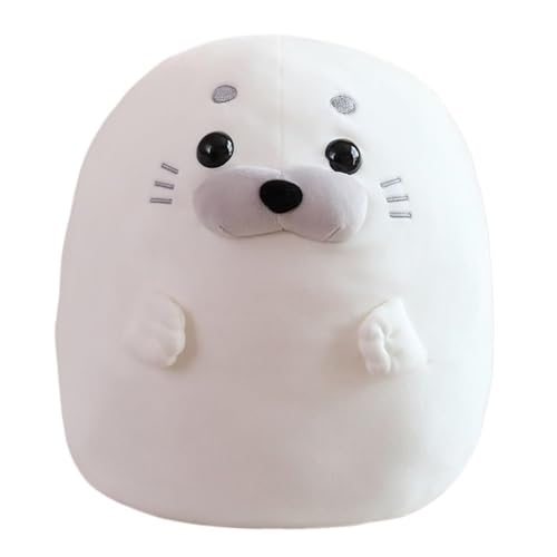 Threegoat Niedlich Siegel Plüsch, Seehund Plüschtier Kissen Robbe Tierkissen Kuscheltier Spielzeug for Kinder Geburtstag(White,30CM) von Threegoat
