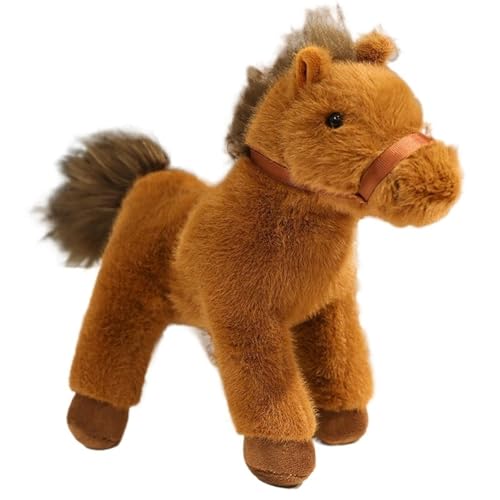 Threegoat Pferde Plüschtier, Weiches Lebensechtes Stofftier Pony Kuschelig Perfektes Umarmungskissen Als Geschenk for Jungen Geburtstag Heimdekoration(Orange) von Threegoat