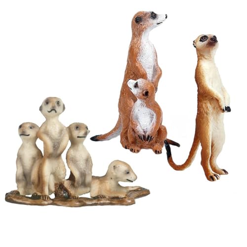 Tierfiguren, 3 Stück, realistische Kunststoff-Erdmännchen-Tiere, Action-Modell, Wissenschaftsprojekt, Lernspielzeug, Geburtstagsgeschenk, Kuchenaufsatz für Kinder und Kleinkinder Tierfiguren, 3 Stück, realistische Kunststoff-Erdmännchen-Tiere, Action-Modell, Wissenschaftsprojekt, Lernspielzeug, Geburtstagsgeschenk, Kuchenaufsatz für Kinder und Kleinkinder von Threegoat