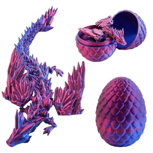 Drachenei mit Drache, 3D Gedrucktes Drachenei, Geheimnisvolle Drachen Spielzeug, Erwachsene Kinder Geschenke Spielzeug, Überraschung Easter Dracheneier Wohnkultur,für Autos,Büros,Häuser (Lila) von Thryviel