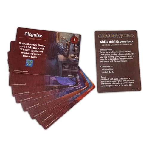 Thunderworks Games: Cartographers: Skills 2 Mini-Erweiterung - 8 neue Fähigkeitskarten für Kartographen & Helden, ein Spiel der Fantasie-Kartenzeichnung von Thunderworks Games
