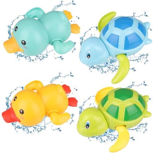 Thursday April 4 Stück Baby Wasserspielzeug, Badespielzeug Ab 1 Jahr, Badewannenspielzeug, Uhrwerk Schwimmbad Spielzeug, Geschenke für Kinder Jungen Und Mädchen von Thursday April