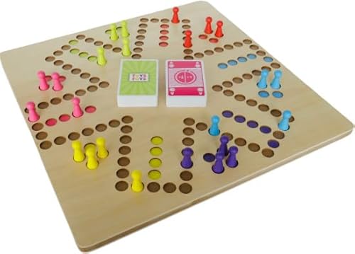 Keezenspel - Hout - Deluxe - Dubbelzijdig - Bordspel - 2 tot 6 Spelers - 40 x 40 cm - met echte Keezen Speelkaarten von ThysToys