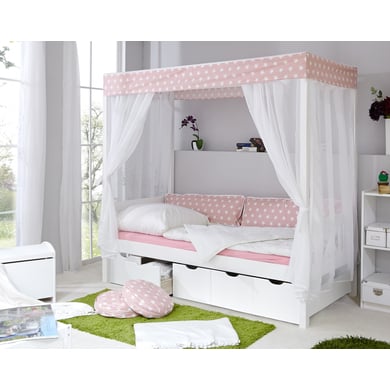 TiCAA Himmelbett Stern Rosa mit 5 Schubkästen von TICAA