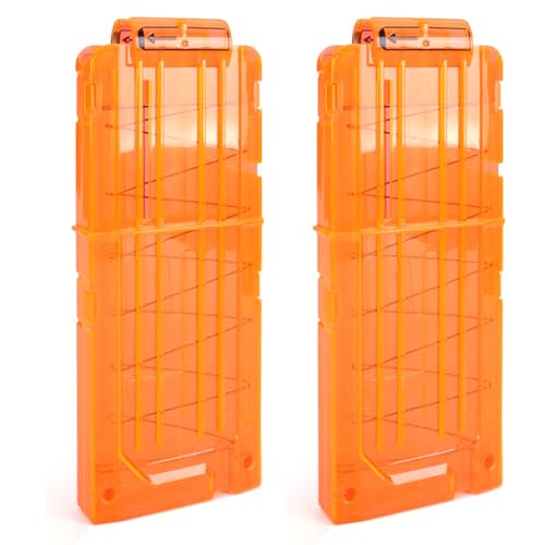 TiGog 2 Stück Clip Magazine für Nerf N Strike, 12-Darts Pfeile Clip Magazin, Schnell Nachladen Darts Pfeile Clip Magazin für Nerf N-Streik Elite Series Spielzeuggewehre, Transparente Orange von TiGog