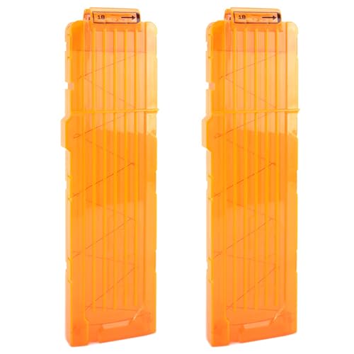 TiGog 2 Stück Clip Magazine für Nerf N Strike, 18-Darts Pfeile Clip Magazin, Schnell Nachladen Darts Pfeile Clip Magazin für Nerf N-Streik Elite Series Spielzeuggewehre, Transparente Orange von TiGog
