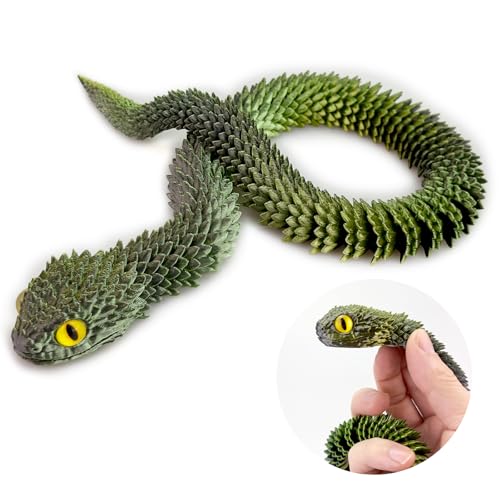 TiTiC Vibrations-Fidget-Spielzeug, flexibel, 3D-Druck, realistisches Slithering-Design, Schreibtisch-Dekoration für Zuhause, Büro, Chef, Schreibtisch, 61 cm, Schwarz / Grün / Gold TiTiC Vibrations-Fidget-Spielzeug, flexibel, 3D-Druck, realistisches Slithering-Design, Schreibtisch-Dekoration für Zuhause, Büro, Chef, Schreibtisch, 61 cm, Schwarz / Grün / Gold von TiTiC
