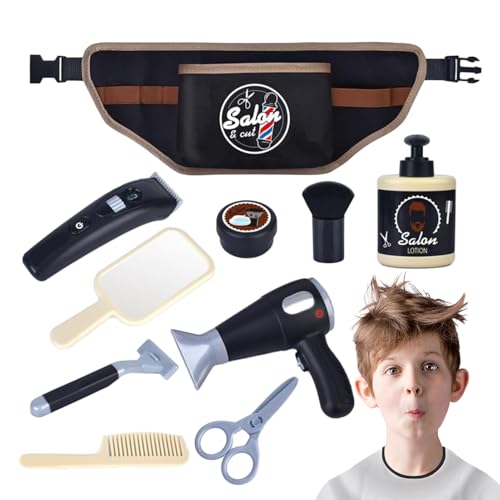Kinder Friseur Salon Spielset, 10 teiliges Kinderschminke Set, Friseurladen-Spielset Rasierspielzeug, Styling-Zubehör, Bürste und vielem mehr Rollenspielset für ab 3 Jahren von Tiajingzi