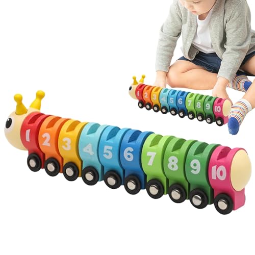 Tiajingzi Caterpillar Counting Classic Toy, Wood Caterpillar Counting Toy,Mathematikspielzeug kognitiver Bildung | Buntes Radzug, Farbanerkennung des Zählspiels für die Schulbildung, Unterricht von Tiajingzi