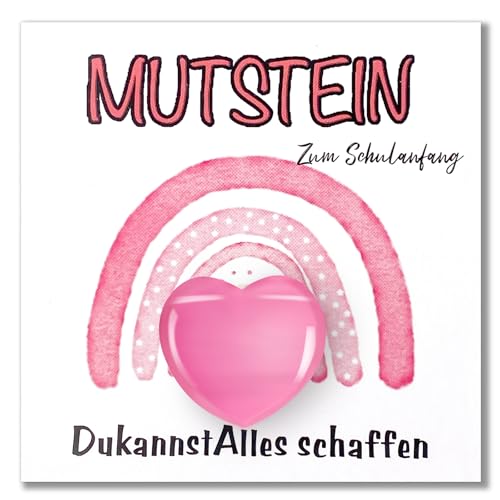 TianYueXi Mutstein für Kinder Einschulung (ca. 3 cm) - Schulkind Mutstein 2025, Schultüte Füllung Schulanfang Geschenk Glücksbringer mit Grußkarte Geschenkbox von TianYueXi