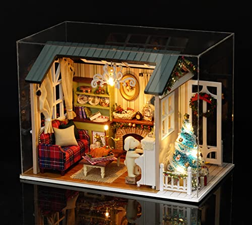 DIY Miniatur Puppenhaus Kit 1:24 Realistisches Mini 3D Holz Mini -Zimmer mit Möbeln, , LED Leuchten, Weihnachts Dekoration, Geschenk für Jugendliche, Erwachsene (Holiday time) von Tiandirenhe