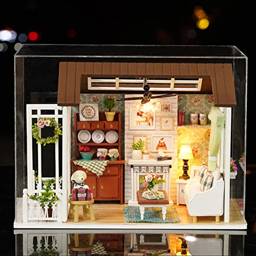 DIY Miniatur Puppenhaus Kit 1:24 Realistisches Mini 3D Holz Mini Puppenhaus-Zimmer mit Möbeln, LED Leuchten,Weihnachts Dekoration, Geburtstags Geschenk für Kinder, Jugendliche, Erwachsene (Warm Cabin) DIY Miniatur Puppenhaus Kit 1:24 Realistisches Mini 3D Holz Mini Puppenhaus-Zimmer mit Möbeln, LED Leuchten,Weihnachts Dekoration, Geburtstags Geschenk für Kinder, Jugendliche, Erwachsene (Warm Cabin) von Tiandirenhe