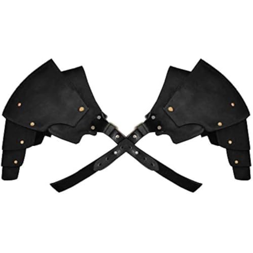1 Paar Schulterpanzer aus Leder, Wikinger, verstellbar, mittelalterlicher Retro-Krieger, Cosplay-Kostüm-Zubehör, für Herren (schwarz) von TianqqYongyong