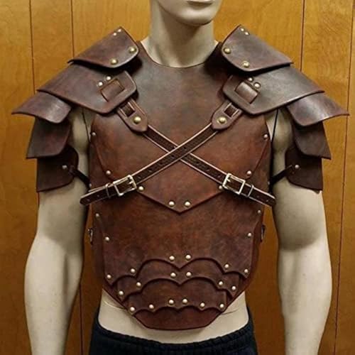 TianqqYongyong Brust- und Rückenpanzer im Vintage-Ritter-Stil, verstellbare Wikinger-Rüstung, PU-Leder, Kostüm, Rüstung, für Maskerade, Cosplay (braun) von TianqqYongyong