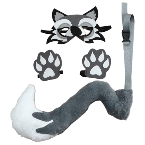 TiaoBug 4 Stück Wolfmaske Für Erwachsene Kinder Halloween Halbgesicht Werwolfmaske Und Schwanz Pfote Für Kostümparty Requisiten Stil für Erwachsene Einheitsgröße TiaoBug 4 Stück Wolfmaske Für Erwachsene Kinder Halloween Halbgesicht Werwolfmaske Und Schwanz Pfote Für Kostümparty Requisiten Stil für Erwachsene Einheitsgröße von TiaoBug