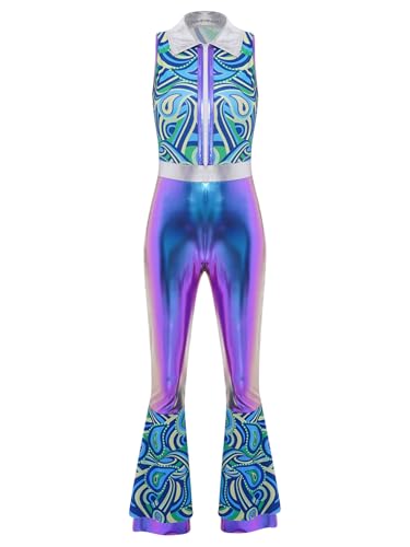 TiaoBug Damen 60er 70er Jahre Hippie Kostüm Metallic Jumpsuit Overall Ärmellos Hemd Top Hoher Bund Schlaghose Disco Modern Jazz Pants Farbverlauf Blau L TiaoBug Damen 60er 70er Jahre Hippie Kostüm Metallic Jumpsuit Overall Ärmellos Hemd Top Hoher Bund Schlaghose Disco Modern Jazz Pants Farbverlauf Blau L von TiaoBug