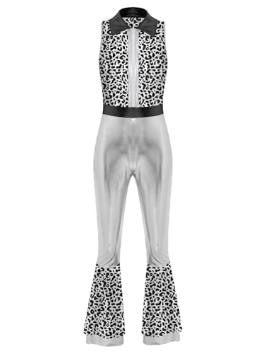 TiaoBug Damen 60er 70er Jahre Hippie Kostüm Metallic Jumpsuit Overall Ärmellos Hemd Top Hoher Bund Schlaghose Disco Modern Jazz Pants Silber XXL TiaoBug Damen 60er 70er Jahre Hippie Kostüm Metallic Jumpsuit Overall Ärmellos Hemd Top Hoher Bund Schlaghose Disco Modern Jazz Pants Silber XXL von TiaoBug