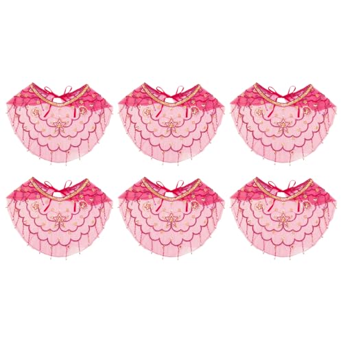 TiaoBug Damen Bauchtanz Gesichtsschleier Indianerin Kostüm Zubegör Orient Mesh Schleier Tanzkostüm Karneval Bühnen Performance Hot Pink 6Pcs One Size von TiaoBug