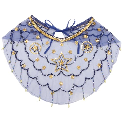 TiaoBug Damen Bauchtanz Gesichtsschleier Indianerin Kostüm Zubegör Orient Mesh Schleier Tanzkostüm Karneval Bühnen Performance Marineblau 1Pcs One Size von TiaoBug