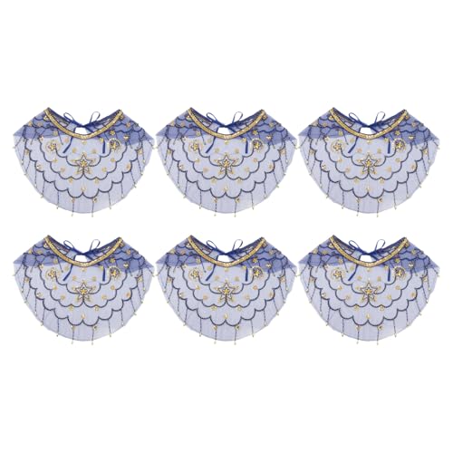 TiaoBug Damen Bauchtanz Gesichtsschleier Indianerin Kostüm Zubegör Orient Mesh Schleier Tanzkostüm Karneval Bühnen Performance Navy Blue 6Pcs One Size von TiaoBug