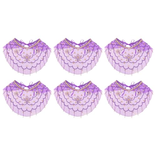 TiaoBug Damen Bauchtanz Gesichtsschleier Indianerin Kostüm Zubegör Orient Mesh Schleier Tanzkostüm Karneval Bühnen Performance Purple 6Pcs One Size von TiaoBug
