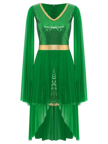 TiaoBug Damen Festliche Ballettkleidung Pailletten Ballettkleid Langarm Ballettanzug Ballett Trikot Elfen Tanz Kostüm Chiffon Tutu Kleid gr. S-XXL Grün XXL TiaoBug Damen Festliche Ballettkleidung Pailletten Ballettkleid Langarm Ballettanzug Ballett Trikot Elfen Tanz Kostüm Chiffon Tutu Kleid gr. S-XXL Grün XXL von TiaoBug