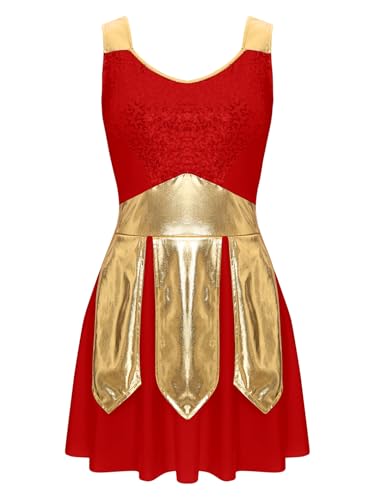TiaoBug Damen Griechische Göttin Kostüm Krigerin Toga Ärmelloses Kleid mit Metallic Gürtel und Kilt Rock Mottoparty Cosplay Outfits Rot L TiaoBug Damen Griechische Göttin Kostüm Krigerin Toga Ärmelloses Kleid mit Metallic Gürtel und Kilt Rock Mottoparty Cosplay Outfits Rot L von TiaoBug