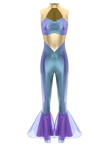 TiaoBug Damen Meerjungfrau Jumpsuit Wetlook Overall Fisch Schuppen Print Body Ärmellos Rollkragen Tops und Skinny Fit Hose Leggings mit Schlag Einteiler Cosplay Kostüm Lila M TiaoBug Damen Meerjungfrau Jumpsuit Wetlook Overall Fisch Schuppen Print Body Ärmellos Rollkragen Tops und Skinny Fit Hose Leggings mit Schlag Einteiler Cosplay Kostüm Lila M von TiaoBug