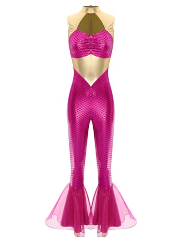 TiaoBug Damen Meerjungfrau Jumpsuit Wetlook Overall Fisch Schuppen Print Body Ärmellos Rollkragen Tops und Skinny Fit Hose Leggings mit Schlag Einteiler Cosplay Kostüm Pink XL TiaoBug Damen Meerjungfrau Jumpsuit Wetlook Overall Fisch Schuppen Print Body Ärmellos Rollkragen Tops und Skinny Fit Hose Leggings mit Schlag Einteiler Cosplay Kostüm Pink XL von TiaoBug
