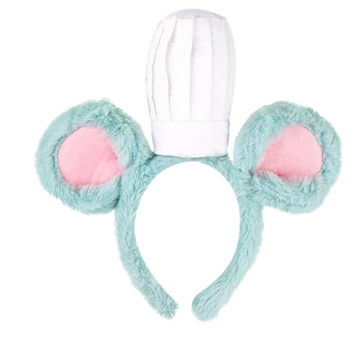 TiaoBug Damen Tierkostüm Zubehör Set Mausohren Stirnband Nase Plüsch Schwanz Fliege Lustige Chef Maus Cosplay Party Halloween Typ C Stirnband One Size von TiaoBug