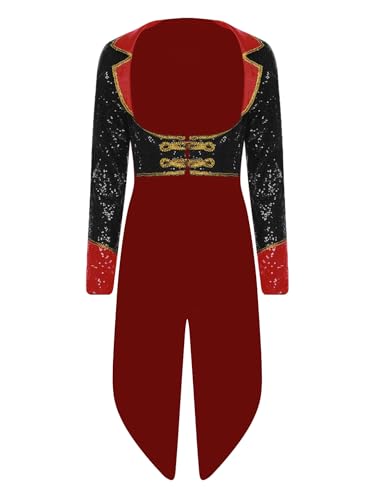 TiaoBug Damen Zirkusdirektor Kostüm Militärischer Frack Pailletten Blazer Taillen Schnür Anzug Jacke Weihnachten Halloween Fasching Verkleidung von TiaoBug
