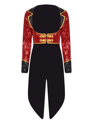 TiaoBug Damen Zirkusdirektor Kostüm Militärischer Frack Pailletten Blazer Taillen Schnür Anzug Jacke Weihnachten Halloween Fasching Verkleidung von TiaoBug