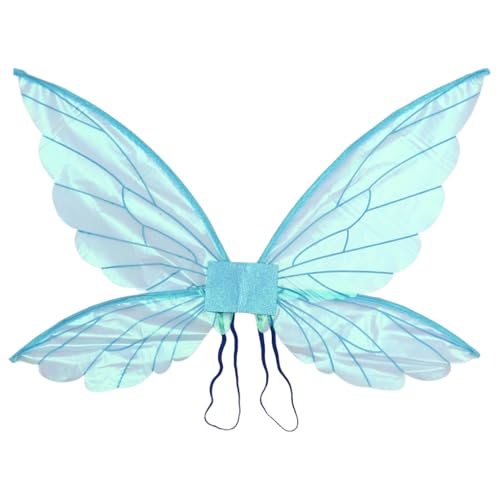 TiaoBug Elf Kostüm Set Glitzernde Flügel Blumengirlande Und Elfenohren Sternförmiger Zauberstab Cosplay Requisiten Blau Einheitsgröße von TiaoBug