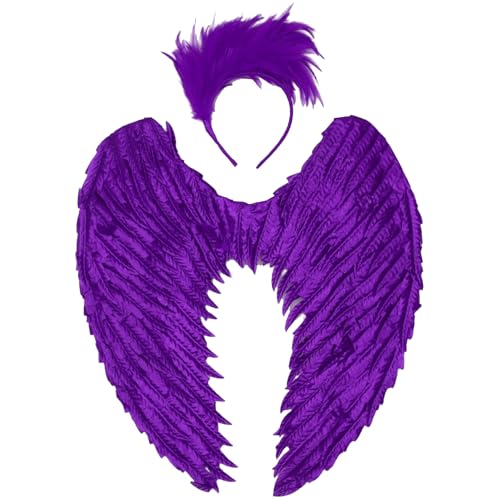 TiaoBug Erwachsene Glänzende Metallische Federflügel Und Federkopfschmuck Für Halloween Cosplay Party Typ 4 Einheitsgröße von TiaoBug