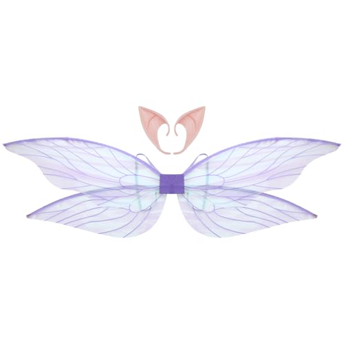 TiaoBug Feenflügel Für Damen Mädchen Funkelnde Libellenflügel Mit Elfenohren Für Kostümpartys Lila Einheitsgröße TiaoBug Feenflügel Für Damen Mädchen Funkelnde Libellenflügel Mit Elfenohren Für Kostümpartys Lila Einheitsgröße von TiaoBug