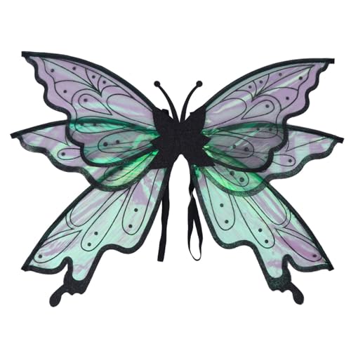TiaoBug Funkelnde Elfenflügel für Erwachsene Mehrschichtige Prinzessinnen-Feenflügel Geburtstagsfeiern Cosplay-Kostüme Zubehör Schwarz Einheitsgröße von TiaoBug