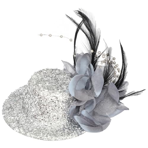 TiaoBug Halloween Minizylinder Hut mit Haarclips Punk Gothic Fascinators Hut Kopfbedeckung Mini Top Hut Haarspange für Karneval Festival Maskerade Silber One Size TiaoBug Halloween Minizylinder Hut mit Haarclips Punk Gothic Fascinators Hut Kopfbedeckung Mini Top Hut Haarspange für Karneval Festival Maskerade Silber One Size von TiaoBug