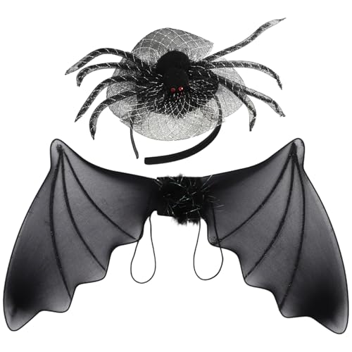 TiaoBug Halloween Spinnennetz Stirnband Plüsch Fledermausflügel Schwarze Spinne Cosplay Kostüm Zubehör Typ 2 Set Einheitsgröße TiaoBug Halloween Spinnennetz Stirnband Plüsch Fledermausflügel Schwarze Spinne Cosplay Kostüm Zubehör Typ 2 Set Einheitsgröße von TiaoBug