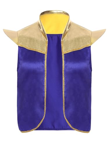 TiaoBug Herren Arabischer Prinz Kostüm Metallic Weste Zweifarbige Anzugweste Kurzarm Gilet Vorne Offene Waistcoat Halloween Cosplay Outfits Lila 3XL von TiaoBug