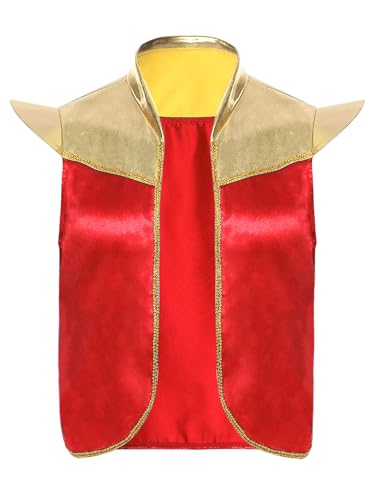 TiaoBug Herren Arabischer Prinz Kostüm Metallic Weste Zweifarbige Anzugweste Kurzarm Gilet Vorne Offene Waistcoat Halloween Cosplay Outfits Rot 3XL von TiaoBug