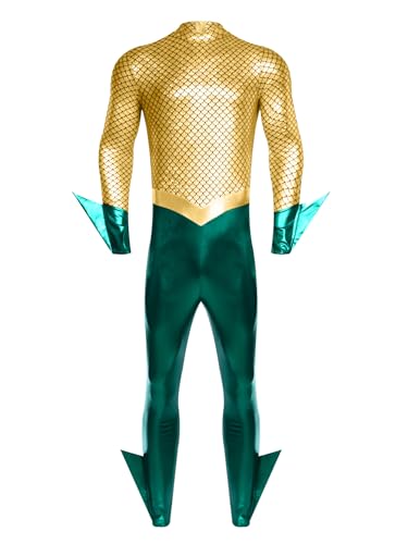 TiaoBug Herren Metallic Body Fischschuppen Ganzkörperanzug Lack Leder Jumpsuit Overall Farbblock Einteiler Catsuit Vater Fisch Cosplay Kostüm Goldgrün 3XL TiaoBug Herren Metallic Body Fischschuppen Ganzkörperanzug Lack Leder Jumpsuit Overall Farbblock Einteiler Catsuit Vater Fisch Cosplay Kostüm Goldgrün 3XL von TiaoBug