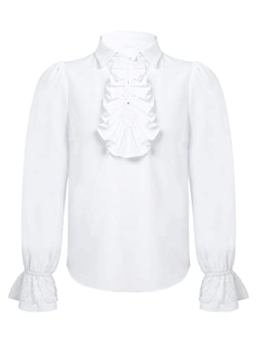 TiaoBug Jungen Piraten Hemd Kentkragen Langarm Oberhemd mit Jabot Party T-Shirt Volants Shirts Loose Fit Oberteile Weiß 176 TiaoBug Jungen Piraten Hemd Kentkragen Langarm Oberhemd mit Jabot Party T-Shirt Volants Shirts Loose Fit Oberteile Weiß 176 von TiaoBug