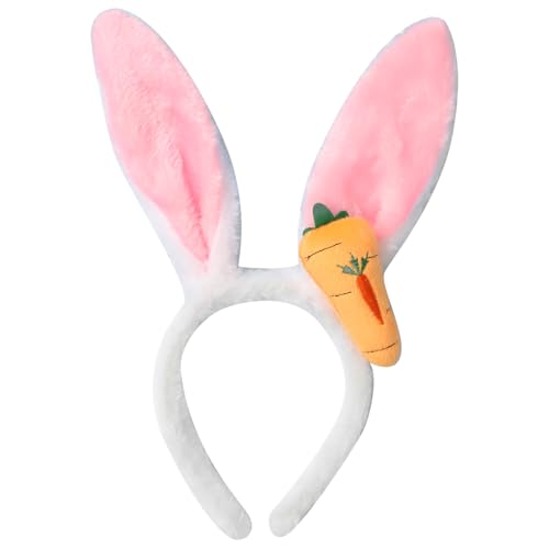 TiaoBug Kinder Niedliche Hasenohren Haarreif mit Karotte Kawaii Ostern Kaninchenohren Stirnband Haarschmuck Kopfbedeckung Cosplay Mottoparty Typ 1 One Size von TiaoBug
