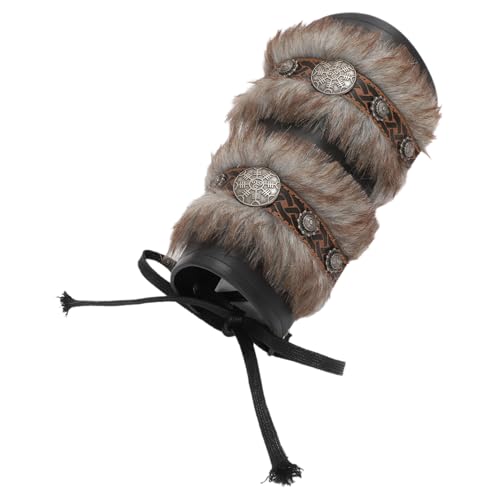 TiaoBug Kunstleder Armschienen mit Kunstpelz Mittelalterliche Armrüstung Gladiator Armschützer Verstellbar Handgelenk Band Cosplay Halloween Schwarz B One Size von TiaoBug