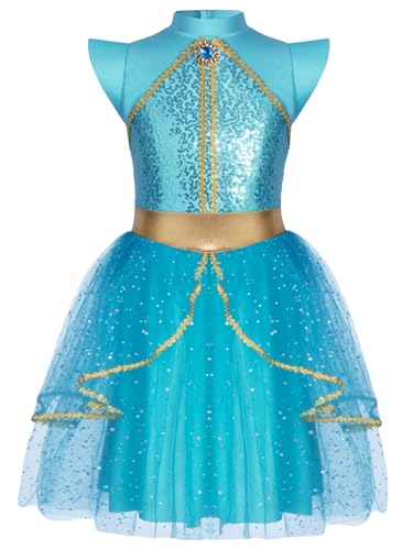 TiaoBug Mädchen Bauchtanz Kleider Kurzarm Pailletten Tanzbody mit Tutu Rock Rollkragen Tanzkleider Glitzer Eiskunstlauf Bekleidung Himmelblau 158-164 TiaoBug Mädchen Bauchtanz Kleider Kurzarm Pailletten Tanzbody mit Tutu Rock Rollkragen Tanzkleider Glitzer Eiskunstlauf Bekleidung Himmelblau 158-164 von TiaoBug
