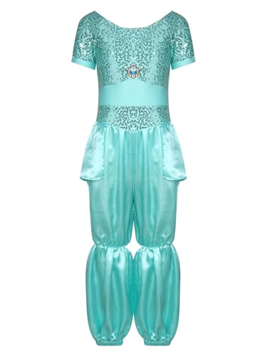 TiaoBug Mädchen Bauchtanz Kostüm Pailletten Jumpsuit Overall Kurzarm Top und Weites Bein Hose Prinzessin Tanzkostüm Halloween Fasching Verkleidung Hellgrün 158-164 TiaoBug Mädchen Bauchtanz Kostüm Pailletten Jumpsuit Overall Kurzarm Top und Weites Bein Hose Prinzessin Tanzkostüm Halloween Fasching Verkleidung Hellgrün 158-164 von TiaoBug