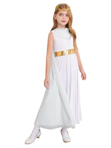 TiaoBug Mädchen Festliches Toga Kleid Kleid mit Chiffon Umschlagtücher Stole Partykleid mit Griechische Königin Lorbeerkranz Krone Römerin Cosplay Outfits Weiß 146-152 TiaoBug Mädchen Festliches Toga Kleid Kleid mit Chiffon Umschlagtücher Stole Partykleid mit Griechische Königin Lorbeerkranz Krone Römerin Cosplay Outfits Weiß 146-152 von TiaoBug