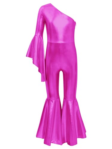 TiaoBug Mädchen Metallic Jumpsuit Overall Glockenärmel Turnanzug mit Schlaghose Disco Tanz Kostüm Hippie Jazz Modern Outfits Hot Pink 158-164 TiaoBug Mädchen Metallic Jumpsuit Overall Glockenärmel Turnanzug mit Schlaghose Disco Tanz Kostüm Hippie Jazz Modern Outfits Hot Pink 158-164 von TiaoBug