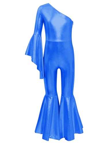 TiaoBug Mädchen Metallic Jumpsuit Overall Glockenärmel Turnanzug mit Schlaghose Disco Tanz Kostüm Hippie Jazz Modern Outfits Königsblau 110-116 TiaoBug Mädchen Metallic Jumpsuit Overall Glockenärmel Turnanzug mit Schlaghose Disco Tanz Kostüm Hippie Jazz Modern Outfits Königsblau 110-116 von TiaoBug