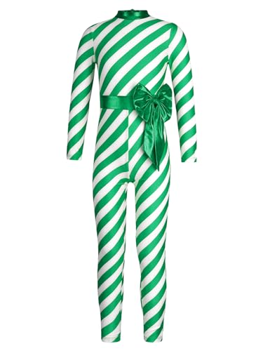 TiaoBug Mädchen Weihnachten Kostüm Rot Weiß/Grün Weiß Gestreift Ganzkörperanzug Zuckerstange Jumpsuit Rüschen Overall Neujahr Party Outfits Grün E 146-152 TiaoBug Mädchen Weihnachten Kostüm Rot Weiß/Grün Weiß Gestreift Ganzkörperanzug Zuckerstange Jumpsuit Rüschen Overall Neujahr Party Outfits Grün E 146-152 von TiaoBug